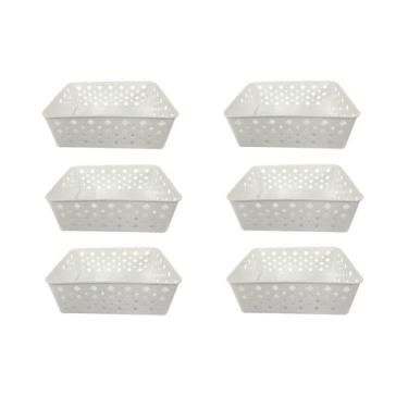 Imagem de Kit 6 Cestos Org Multiuso Decorativo Premium Branco - 123 Organizei