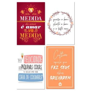 Imagem de Kit 4 Placas Decorativas Mdf Frases Motivacionais 20x30 cm - Art Print