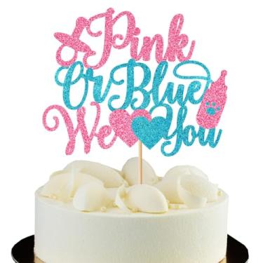 Imagem de 1Pcs Pink or Blue We Love You Cake Topper,Gender Reveal Cake Decorations for Baby Shower Gender Reveal Theme Kids Boys Girls Birthday Party Decoration Supplies