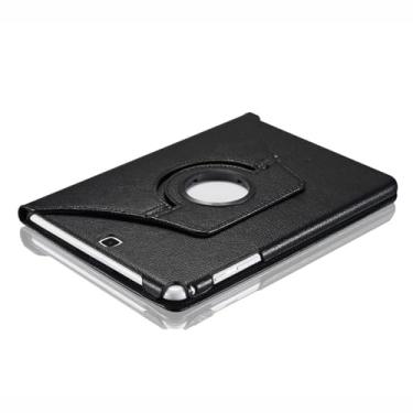 Imagem de Zrengp Capa de couro leve com rotação ultrafina de 360 graus para Samsung Galaxy Tab A 9,7 T550 T555 P550 P555 (versão 2015) SM-T550 SM-T555C SM-P550 SM-P555C (Ro-Preto)
