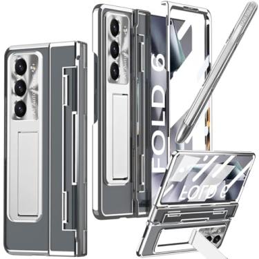 Imagem de YQODSZ Capa para Samsung Galaxy Z Fold 6 com suporte para caneta S e Stylus, Z Fold 6 5g capa transparente transparente com protetor de tela de proteção de dobradiça capa protetora para Z Fold 6 2024