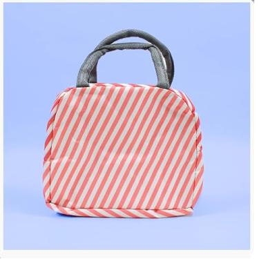 Imagem de Bolsa Marmita Lancheira Térmica Estampada (Listras Rosas)