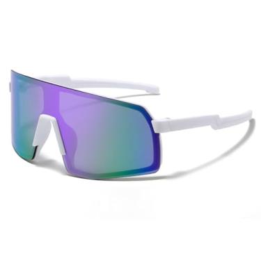 Imagem de NIDOVIX Óculos de sol de beisebol infantil para meninas e meninos de 2 a 12 anos, óculos de sol de beisebol UV400 óculos de sol esportivos para ciclismo, 01 Espelhado branco/roxo, lenswidth