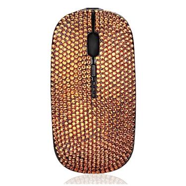Imagem de Mouse sem fio com strass de cristal brilhante, 700 mAh recarregável e sem ruído, ultra fino, USB 2.4G, PC, computador, laptop, mouse sem fio, 1600 DPI para escritório, Windows, Mac, Linux, MacBook,
