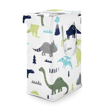 Imagem de Sweet Jojo Designs Cesto de roupa suja dobrável com alças para quarto de bebê, quarto de crianças, banheiro, dinossauros, dinossauros, pré-histórico, boêmio, boêmio
