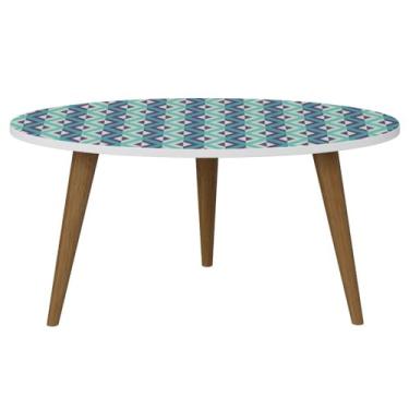 Imagem de Mod Retro Mesa Oval 1007 Be Life Branco/Estampa Azul 700X350X315 mm