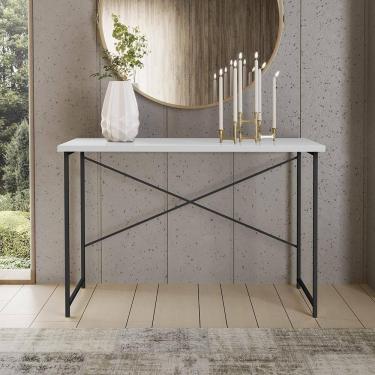 Imagem de Aparador Steel 90 Cm Estilo Industrial Com Pés Em Aço Preto/branco