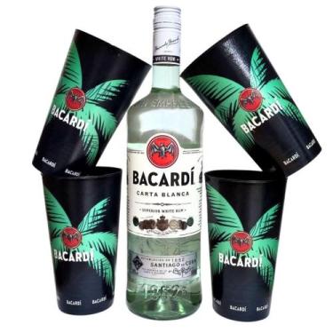 Imagem de Kit Rum Bacardi Superior Carta Blanca 980ml + 4 Copos