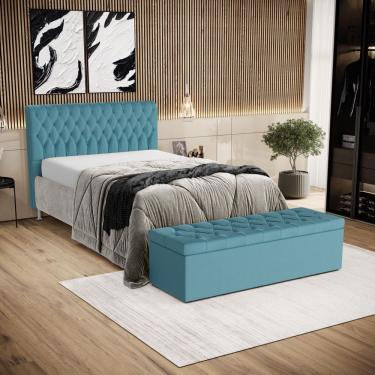 Imagem de Kit Cabeceira Bellatrix 195 e Calçadeira Sagitarius Couro Aradecor