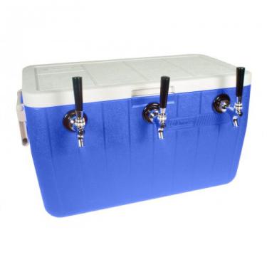 Imagem de Bev Rite Caixa Jockey com torneira tripla de bobina SS de 1,5 m, refrigerador de 48 litros (3 linhas), azul ou vermelho