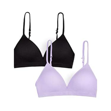 Imagem de Fruit of the Loom Sutiã feminino sem costura com bojo macio, pacote com 2, Lilac Whisper/Black Hue, 28