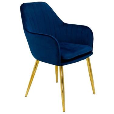 Imagem de Cadeira Poltrona Lines Base Dourada Recepção Sala Suede - Lianto Decor