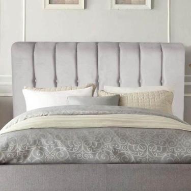 Imagem de Cabeceira Estofada Kiara 160cm Queen Size Box Quarto Suede Cinza Claro