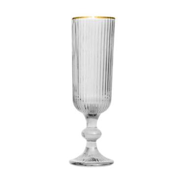 Imagem de Jg.6 Taças p/Champagne Vidro Cameratta Transp.Borda Dour.160ml - L'Her