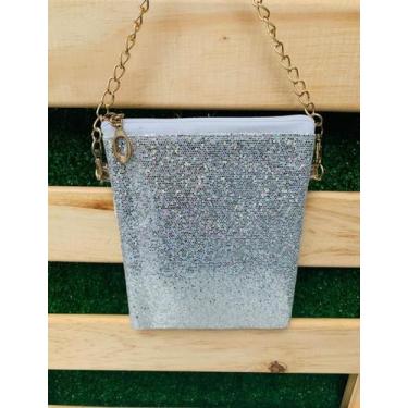 Imagem de Bolsa Brilhos Transversal Alça Dourada 19CM X 14CM 7001 - Liu , Prata 