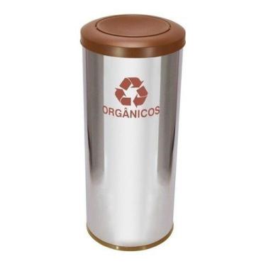 Imagem de Lixeira Em Aço Inox Com Tampa Meia Esfera Pintada 30l - JSN, Verde