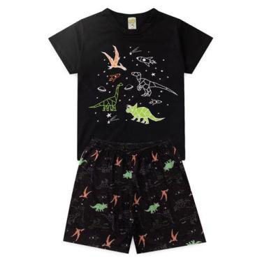 Imagem de Pijama Infantil Masculino Verão Dinossauros - Hey Kids - Preto - HeyKi