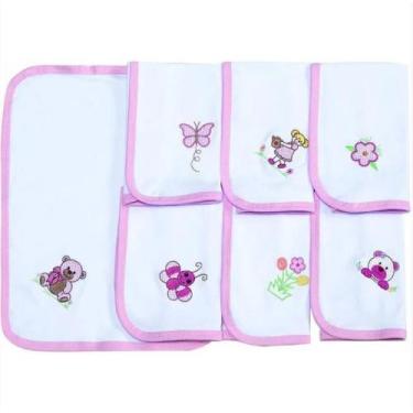 Imagem de Fralda de Boca em Malha para Bebê Rosa 03 Peças - Happy Baby