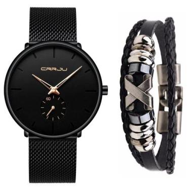 Imagem de Relógio Masculino Casual Luxo Ultra Fino + Bracelete Metal - CRRJU