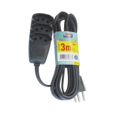Imagem de Extensao Tripla 3 Metros Preta Daneva