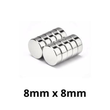 Imagem de Kit 10 Imã Neodímio Disco Magnético N35  8x 8mm Super Forte Potente Re