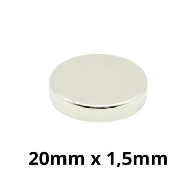 Imagem de Kit 5 Peças Imã Neodímio Disco Magnético N35 20 x 1,5 mm Super Forte P