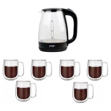 Imagem de Jarra De Vidro Elétrica 1,8 L + 6 Caneca Vidro Duplo 260ml - Kadê
