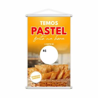 Imagem de Banner Temos Pastel Frito na Hora Preço Lona Grande - Plimshop
