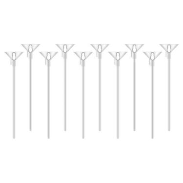 Imagem de 50uni Vareta Branca suporte Pega Balão palito vareta Bexiga 32cm Festa