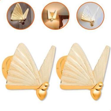 Imagem de 2 Arandela P/ Parede Borboleta 5w Led Dourada Decorativa - VLED