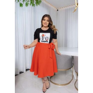 Imagem de Saia Midi Envelope Plus Size Moda Fashionista Look Verão - On.shop, La