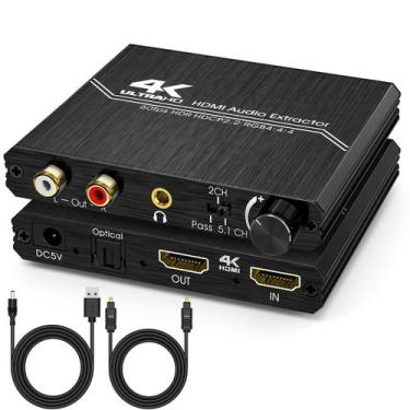 Imagem de Extrator de Áudio HDMI Tendak 4K - HDMI para HDMI com SPDIF Óptico