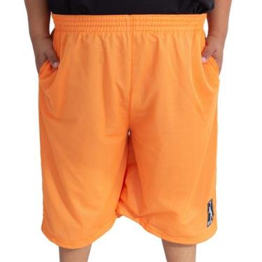 Imagem de Bermuda Basquete Masculina M10 Plus Size Furadinha, Laranja, G1