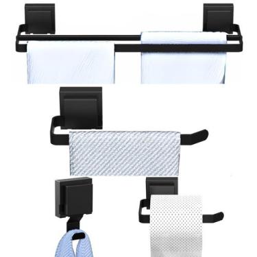 Imagem de Kit Acessórios Para Banheiro 4Pçs Duplo Ventosa Preto SF.Max - ShopFor