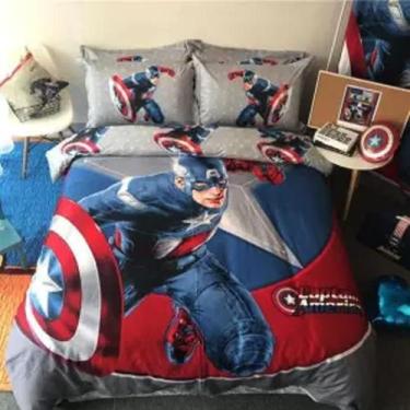 Imagem de Jogo de cama infantil casal queen capitão américa 4 peças - ESPAÇO CAS