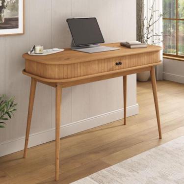 Imagem de Mesa Escritório Madeira Escrivaninha Compacta Jari Moderna Rolltop Fre