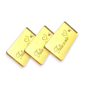 Imagem de Tag Decorativa Acrílicas 3.0x1.0 cm Feito a Mão Dourada 10 Un - Person