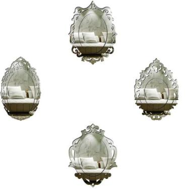 Imagem de Kit Mini Espelho Decorativo veneziano Pegui Piemonte 4 pçs - CREATUS, 