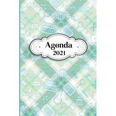 Imagem de Agenda 2021: Tema Microbiologia Medicina Agenda Mensual y Semanal + Organizador Diario I Planificador Semana Vista A4 Tapa Verde