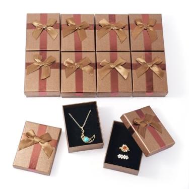 Imagem de Spritewelry 12 caixas de presente de joias 68 x 90 x 30 mm retangulares de papelão, pequenas caixas de presente, pacote de joias, estojo de armazenamento com laço para colar, anel, brinco e pulseira