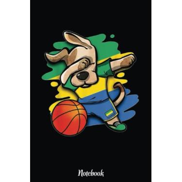 Imagem de Funny Dabbing Dog Gabon Basketball Fans Jersey Gabonese Flag Notebook: Basketball Themed Blank Lined Journal Notebook for School, Work, Taking Notes & Gifting - for Boys & Girls, Teens, ... 110 pages