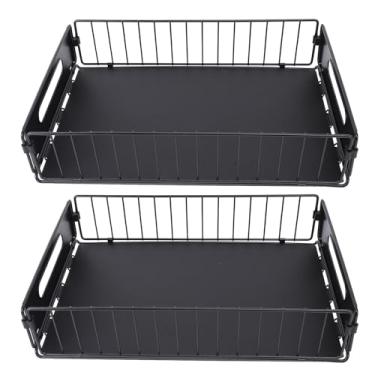 Imagem de Organizador de Gabinete Removível de 2 Peças, Organizadores Deslizantes Resistentes Sob a Pia e Prateleiras de Armazenamento de Gabinete, Trilhos Multifuncionais Gavetas (Curto)