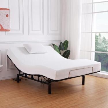 Imagem de Colchão completo, colchão king de 20 cm, colchão de espuma viscoelástica de camada dupla, colchão de espuma contornada para estrutura de cama ajustável, certificado CertiPUR-US, sensação média