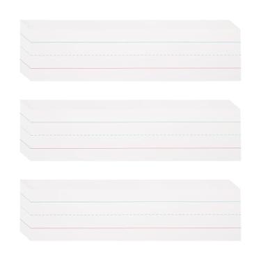 Imagem de PATIKIL 75 folhas de tiras pautadas de frases, 7,6 cm x 30,5 cm cartolina 210GSM papel de escrita azul vermelho tiras de frases forradas para professores salas de aula escritórios casas, branco