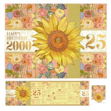 Imagem de Gcardist Cartão comemorativo de 25º aniversário de 2025, vale-presente de aniversário de 25 anos, memória de volta em 2000, girassol (envelope)