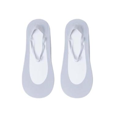 Imagem de chanstore 3 pares - Meias femininas com fundo de algodão puro para verão, finas, antiderrapantes, boca rasa, suspensório ultrafino, meias curtas invisíveis - cinza