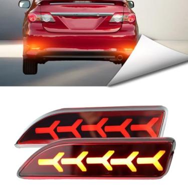 Imagem de BINQIGOO Kit completo de luzes refletoras de para-choque traseiro de LED 2 peças para Toyota Corolla 2011 2012 2013 Lanterna traseira de freio faróis de neblina luz de circulação diurna acessórios de
