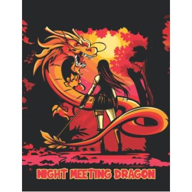 Imagem de Night meeting dragon: Notebook 240 Lined Pages Night Meeting Dragon Theme: 8.5 x 11 in, Paperback With Large Notebook, Journal