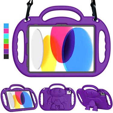 Imagem de TOEVEK Capa infantil para iPad 10ª geração 10,9 polegadas 2022, iPad Air 5ª/4ª geração com alça de ombro, capa protetora durável à prova de choque para iPad 10, Air 4/5 e Pro 11, roxa