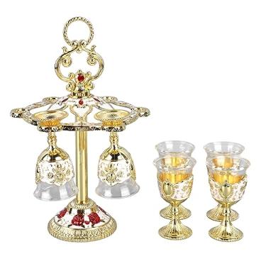 Imagem de Ornamentos Cálice Feito à Mão Decoração Medieval Cálice Gótico Estilo retrô Liga de Zinco Vidro Em Relevo Padrão de Flor Copo de Cafetão para Decoração Artesanal Enfeites para